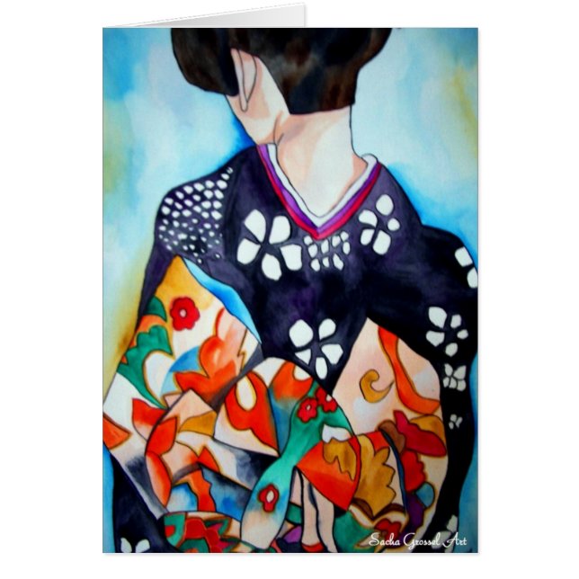 Geisha japonés con arte azul de la original del (Frente)