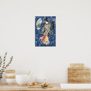 Geisha Japonesa (1828) Keisai Eisen - Póster Mate