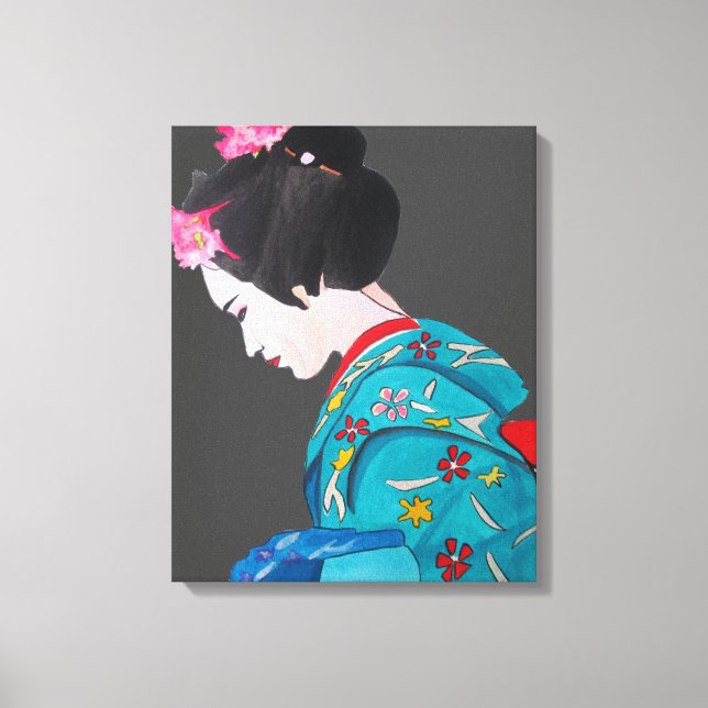 Geisha japonesa con bello arte en flor de cerezo (Anverso)