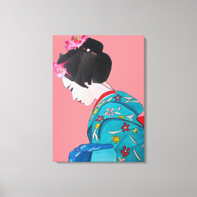 Geisha japonesa con bello arte en flor de cerezo (Anverso)