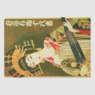 Geisha japonesa vintage, arte de paraguas de papel