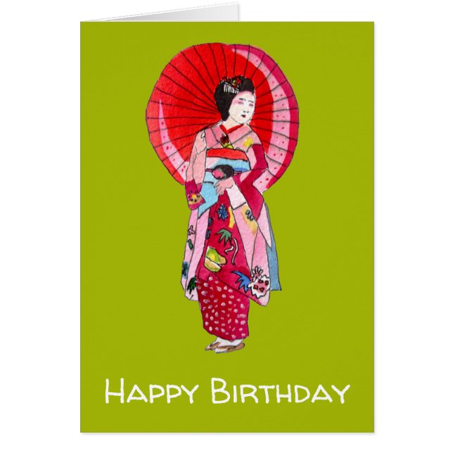 Geisha kimono rojo japonés arte lindo (Frente)