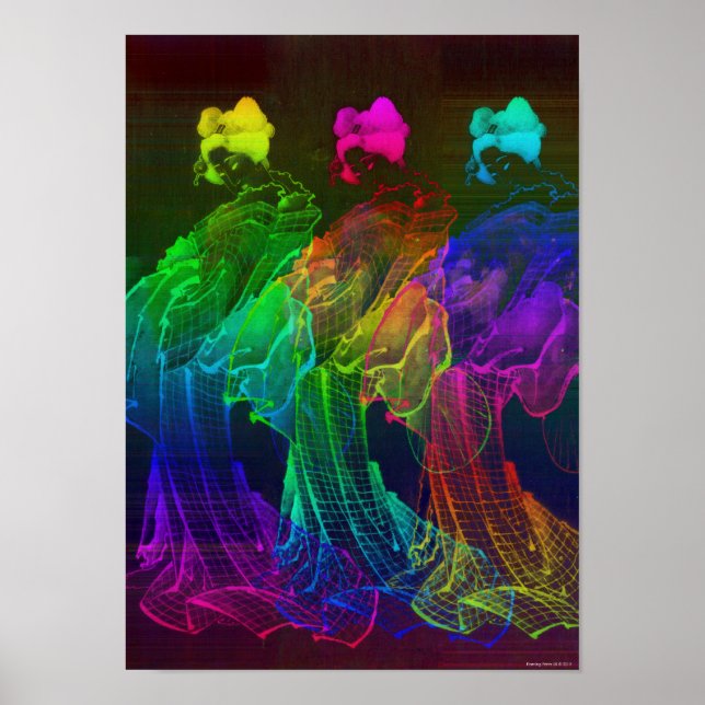 Geisha Resumen Poster japonés de arte mural (Frente)