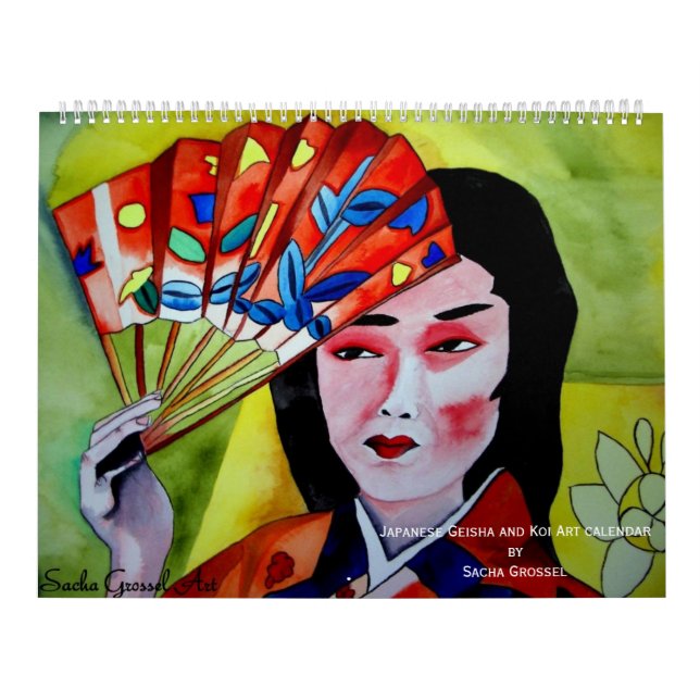 Geisha y calendario japoneses del arte de Koi (Tapa)