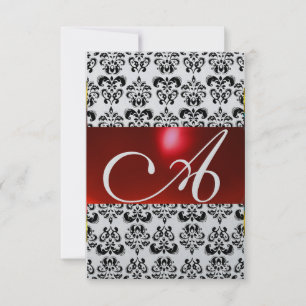 GEM MONOGRAM rsvp GEM DAMASK BLANCO ROJO plata