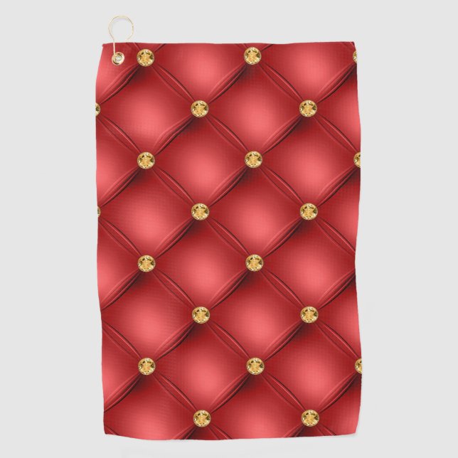 Gema de oro Rojo Toalla de Golf Tufted (Anverso)