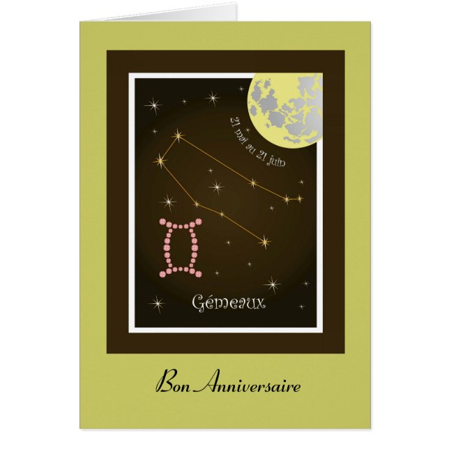 Gémeaux 21 mai au 21 juin Karte (Frente)