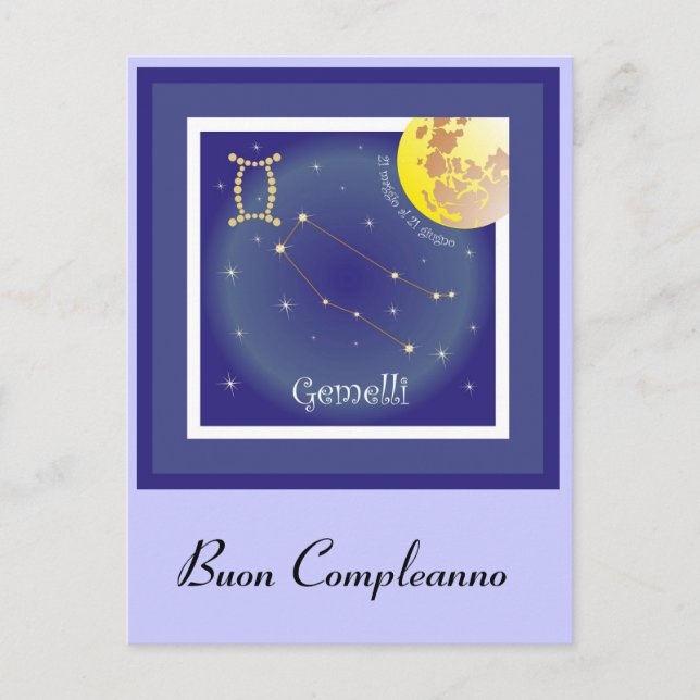 Gemelli 21 al 21 maggio giugno tarjeta postal (Anverso)