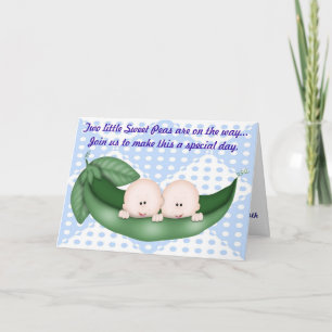 Gemelos Blue Boy Baby Shower Pea en invitación de