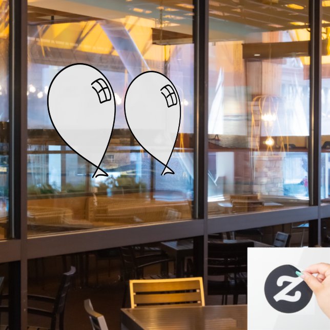 Gemelos de Globos Felices Blancos Pegatina para Ve (ventana del restaurante)