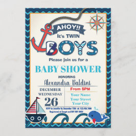 Gemelos de invitaciones náuticas de Baby Shower