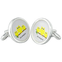 Diseño de lechuzas amarillas Cuflinks personalizad