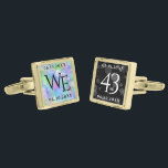 Gemelos Dorados Elegante celebración del 43° Aniversario del Boda<br><div class="desc">¡Celebremos con estilo el 43 aniversario del boda opal con estos codazos conmemorativos! Las elegantes letras negras y blancas con confeti hexagonal sobre telas opales y negras iridiscentes añaden un toque memorable a esta ocasión especial y un hito extraordinario. Personaliza con las iniciales y fechas del matrimonio de la pareja....</div>