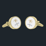 Gemelos Dorados Monograma de la marina sobre el árbol de palmas de<br><div class="desc">Personalizar estos entarimados monogramados con una artística palmera dorada y un texto azul marino con tu propio toque especial. Puedes cambiar el monograma y la palmera a tus colores favoritos. Hace un gran regalo para cualquier ocasión.</div>