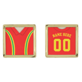 Gemelos Dorados Personalizable Soccer Jersey Cuff Links, Retro