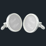 Gemelos El mejor hombre de los pedos<br><div class="desc">Coliseos plateados de plata esterlina mostrados en gris plateado y blanco con el texto de Best Man. Personalizar este artículo o compra tal cual.</div>