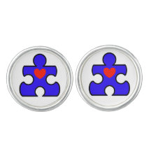 Hermoso Autismo Azul Rompecabezas Pieza Cuff Enlac