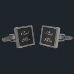 Gemelos Metalizados El mejor hombre de los pedos<br><div class="desc">Los copos del mejor hombre se muestran en color de onimato negro y chapado de pistón con texto blanco. Personalizar este elemento y elige entre más colores y estilos o compra tal cual.</div>