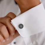 Gemelos Metalizados Elegante Monograma negro y blanco (hombres)<br><div class="desc">El diseño personalizado de los cufflink presenta un elegante y elegante monograma de las iniciales del primer medio y apellido con un simple marco punteado. También se puede personalizar para un boda con el monograma de matrimonio de la novia y el novio (su apellido inicial inicial de primer nombre /...</div>