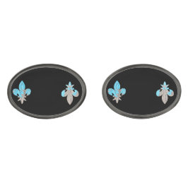 Gemelos Metalizados Grunge Gótico Fleur De Lis Casual Cufflinks