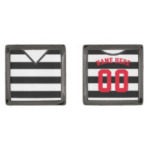 Personalizable Soccer Jersey Cuff Links, Negro