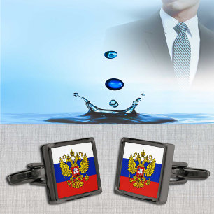 Gemelos Metalizados Rusia de negocios y Bandera Rusa de moda / deporte