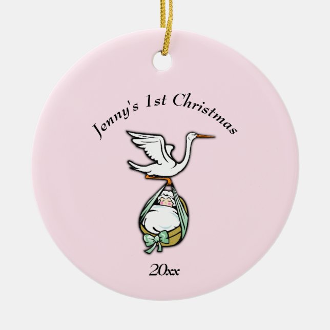 Gemelos ornamentos un lado rosado y azul con nombr (Frente)