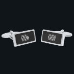 Gemelos Plateados Groom Cufflinks<br><div class="desc">Los codazos de Groom se muestran en color de plata plateado y de ónice negra con texto blanco. Personalizar este elemento y elige entre más colores y estilos o compra tal cual.</div>