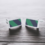 Gemelos Plateados Rayas verdes y azules de la marina<br><div class="desc">Bandas modernas y elegantes.</div>