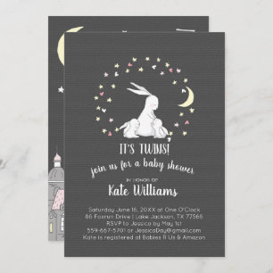 Gemelos poca invitación de Baby Shower del