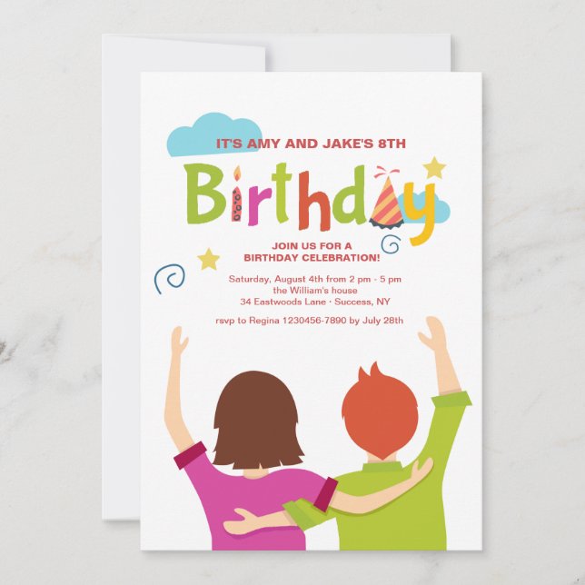 Gemelos saludando invitación (Anverso)