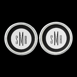 Gemelos Thank You for Being my Groomsman Silver Initials