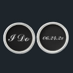 Gemelos Yo hago negras y blancas citas de casamiento perso<br><div class="desc">Diseño personalizado del boda para el novio con la frase "yo hago" y fecha de boda personalizada.  Los colores de fondo negro y blanco de texto se pueden modificar para coordinar con cualquier esquema de color boda.</div>