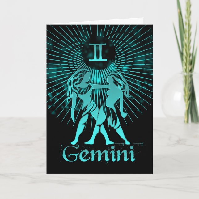 Gemini, la tarjeta de saludo de los símbolos gemel (Anverso)