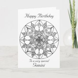 Gemini Mandala: Coloca tu propia tarjeta de cumple