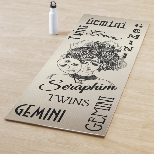 Gemini Masked Lady Zodiac Gold Mat personal de yog (In situ)
