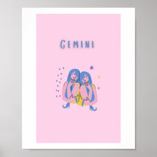 Gemini rosa, zodiaco, impresión de signo zodiacal