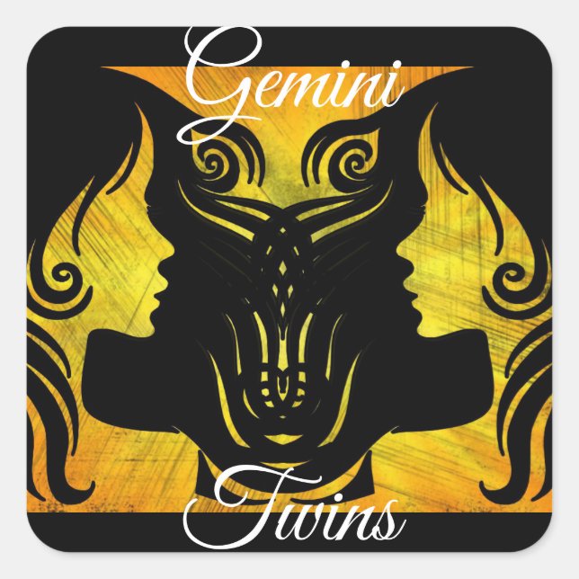 Gemini Twins Zodiac Horoscope Pegatinas de Rótulo (Anverso)