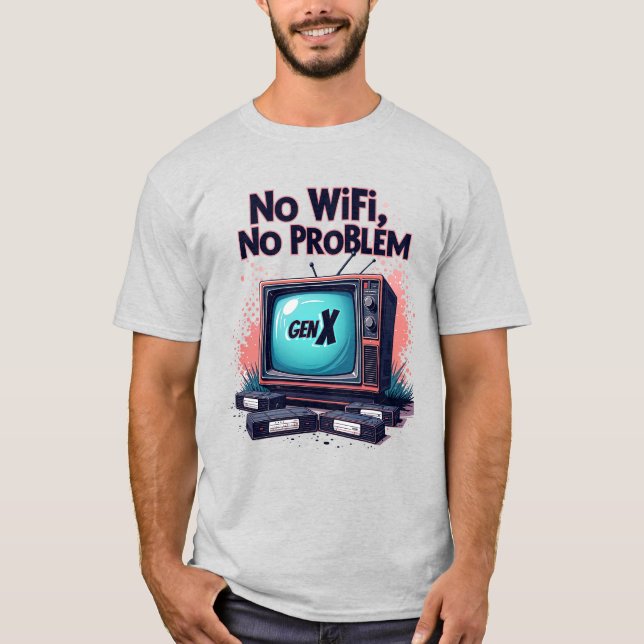Gen X "Sin WiFi, sin problemas" Camiseta Retro (Anverso)