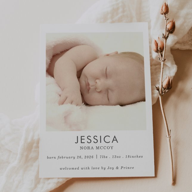 Gender Neutral Photo Baby Announcement Card (Subido por el creador)