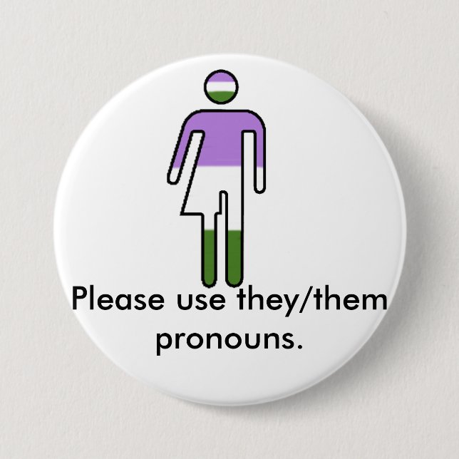 Genderqueer ellos/ellos botón del pronombre (Anverso)
