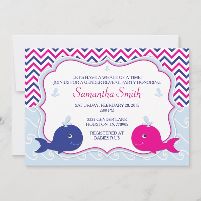 Género de ballena revela invitación de Baby Shower (Anverso)