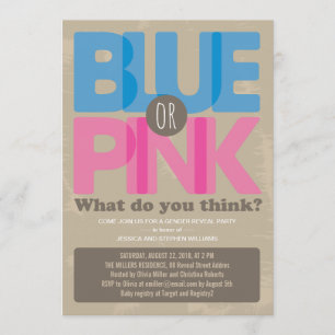 Género de bebé azul o rosa revelan invitación de f