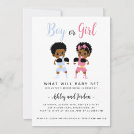 Género de bebés de boxeo negro revelan invitación