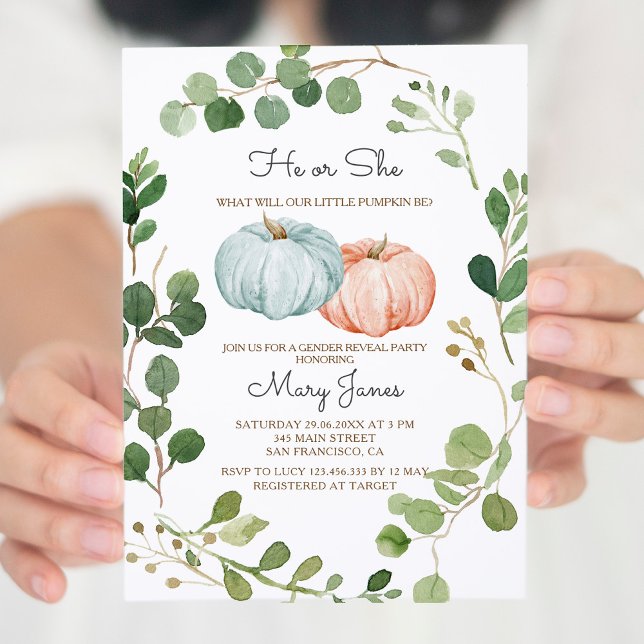 Género de calabaza de verdor Invitación reveladora (Subido por el creador)