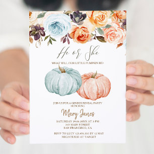 Género de calabaza revelan invitación floral rústi