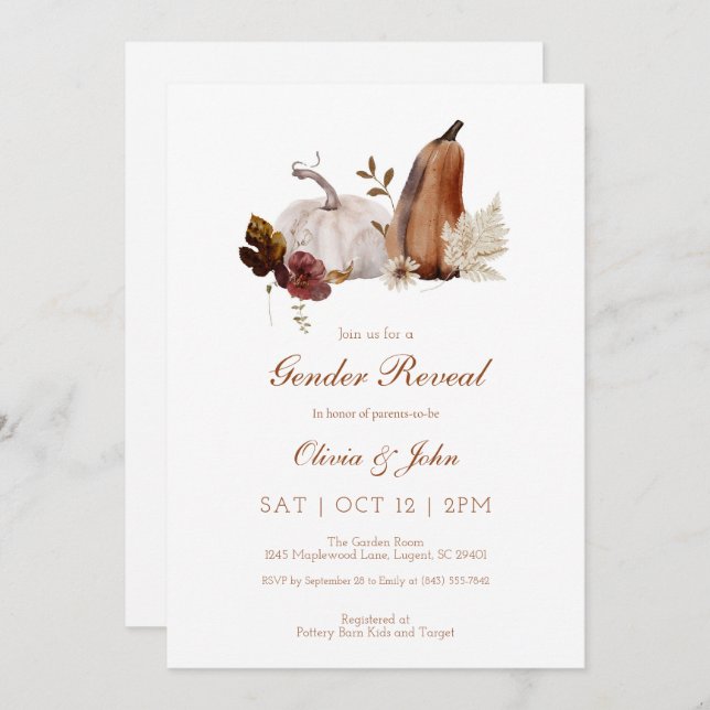 Género de calabaza rusa revelan invitación (Anverso / Reverso)