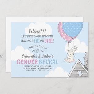 Género de conejo + globos Invitación a revelar