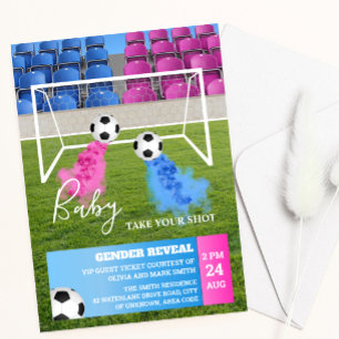 Género de fútbol revelar invitación a fiesta