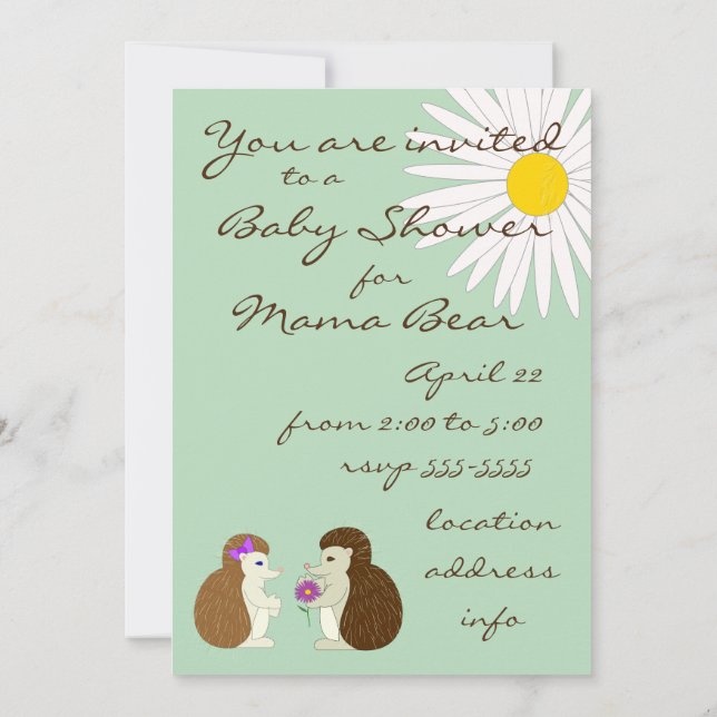 Género de Hedgehog revela invitación de Baby Showe (Reverso)